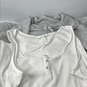 White Ribbed Tank Top with Button Detail and pullover sweatshirt‎